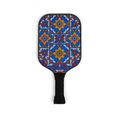 Colorful pickleball paddle with floral Talavera design